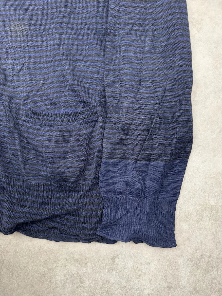 SS2012 Acne Studios Dark Navy Linen Transparent Striped Cardigan SbiKuVk 7