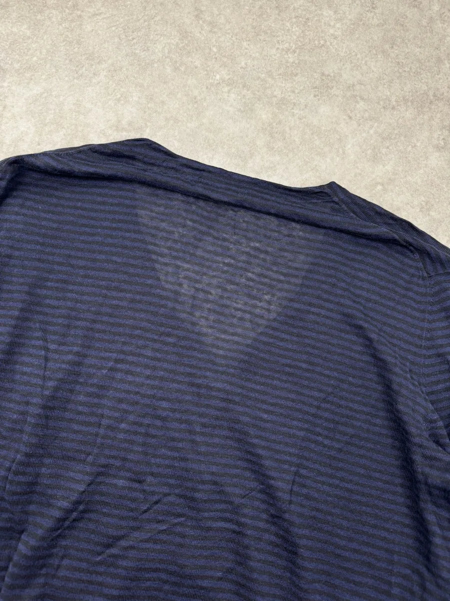SS2012 Acne Studios Dark Navy Linen Transparent Striped Cardigan SbiKuVk 5