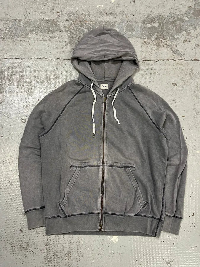SS2012 Acne Studios Grey Faded Zip-up College Hoodie iqMsrFe 0