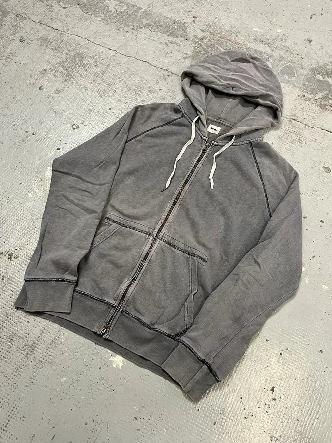 SS2012 Acne Studios Grey Faded Zip-up College Hoodie iqMsrFe 3
