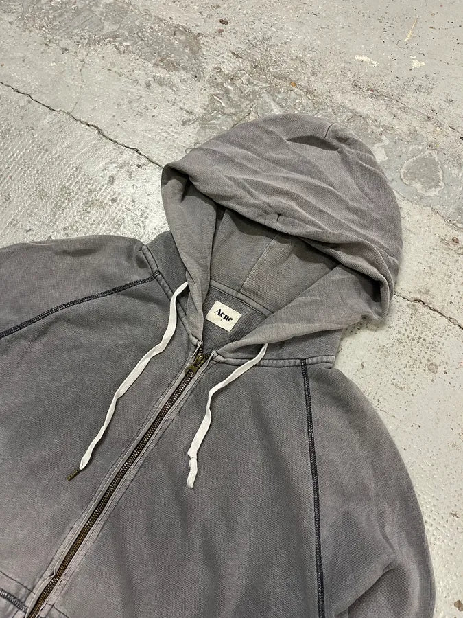 SS2012 Acne Studios Grey Faded Zip-up College Hoodie iqMsrFe 4