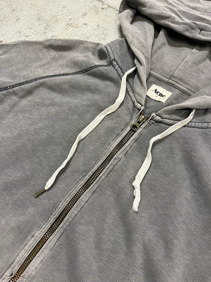 SS2012 Acne Studios Grey Faded Zip-up College Hoodie iqMsrFe 5