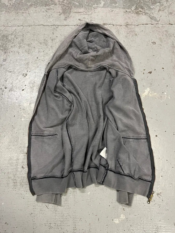 SS2012 Acne Studios Grey Faded Zip-up College Hoodie iqMsrFe 8