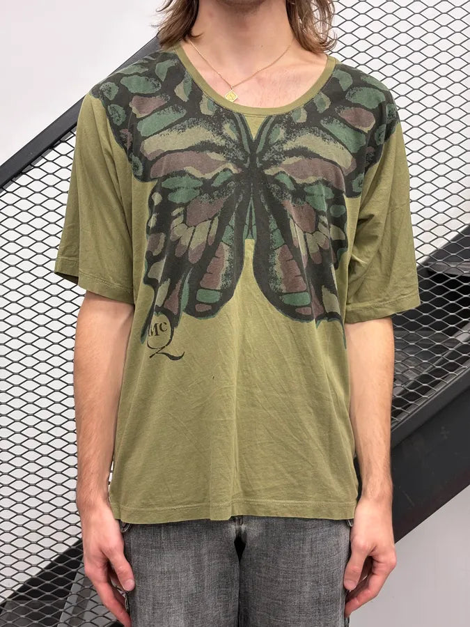 SS2012 Alexander McQueen Khaki Oversized Butterfly Print T-Shirt VOzjMFv 1