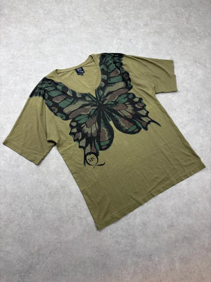 SS2012 Alexander McQueen Khaki Oversized Butterfly Print T-Shirt VOzjMFv 3