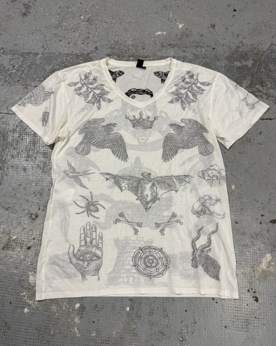SS2012 Alexander Mcqueen V Neck White Symmetrical T-Shirt hborjUo 0