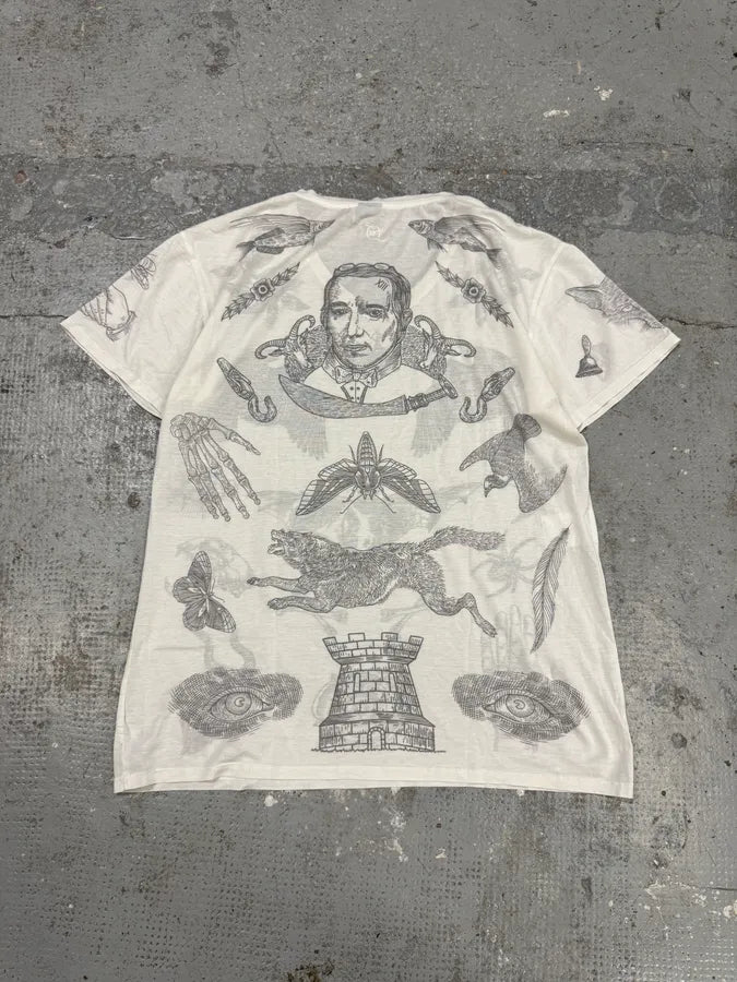 SS2012 Alexander Mcqueen V Neck White Symmetrical T-Shirt hborjUo 3