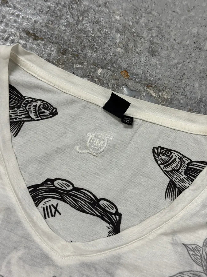 SS2012 Alexander Mcqueen V Neck White Symmetrical T-Shirt hborjUo 5