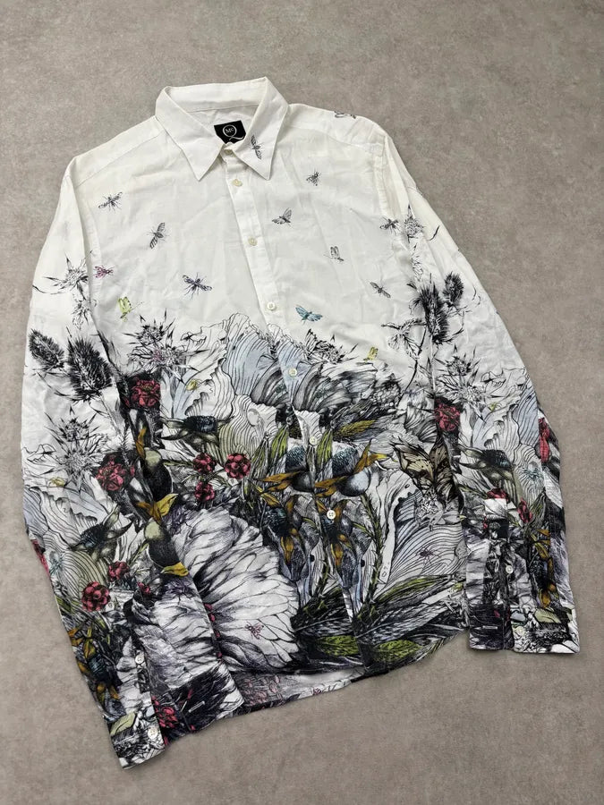 SS2012 Alexander McQueen White Botanical Floral Shirt MqXvErN 3