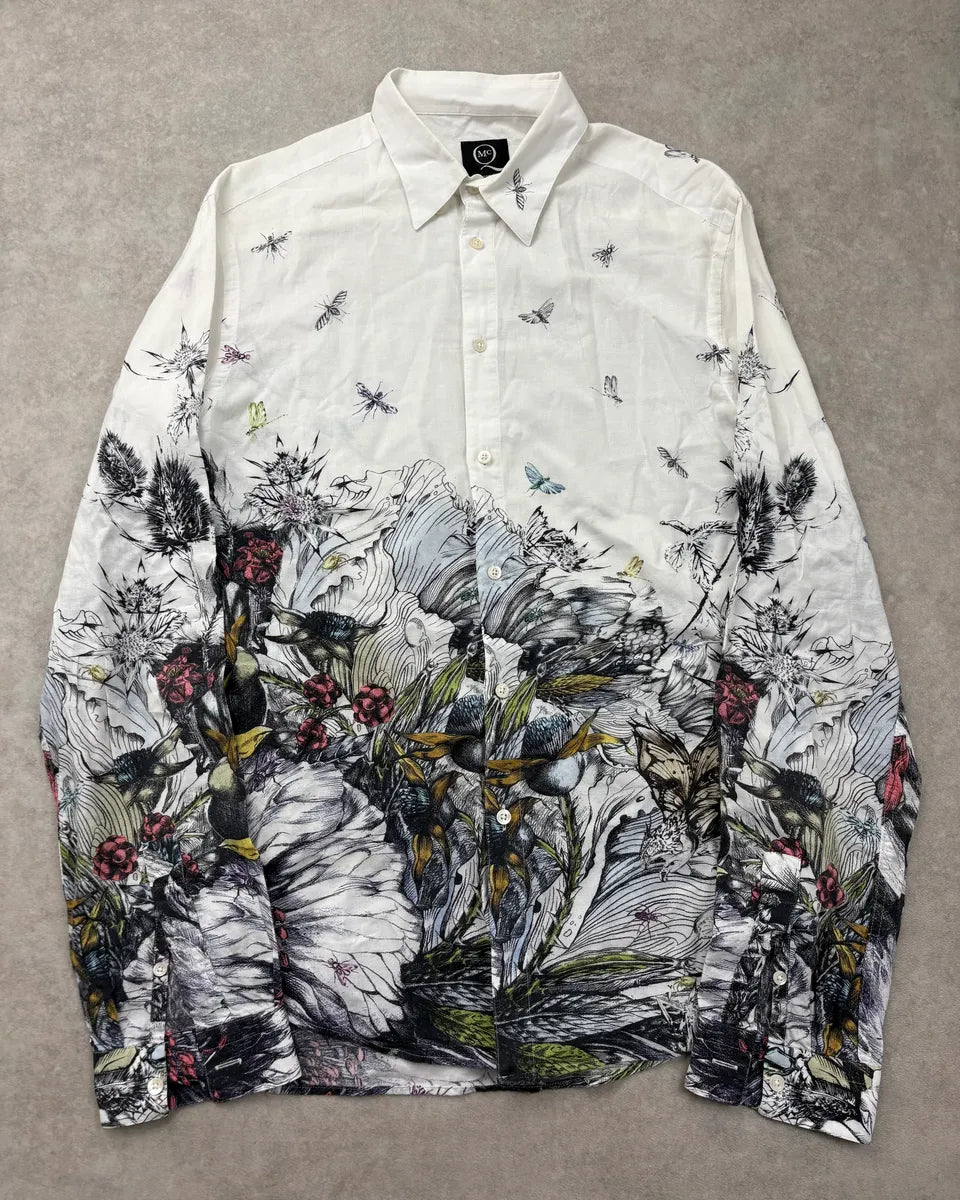 SS2012 Alexander McQueen White Botanical Floral Shirt MqXvErN 0