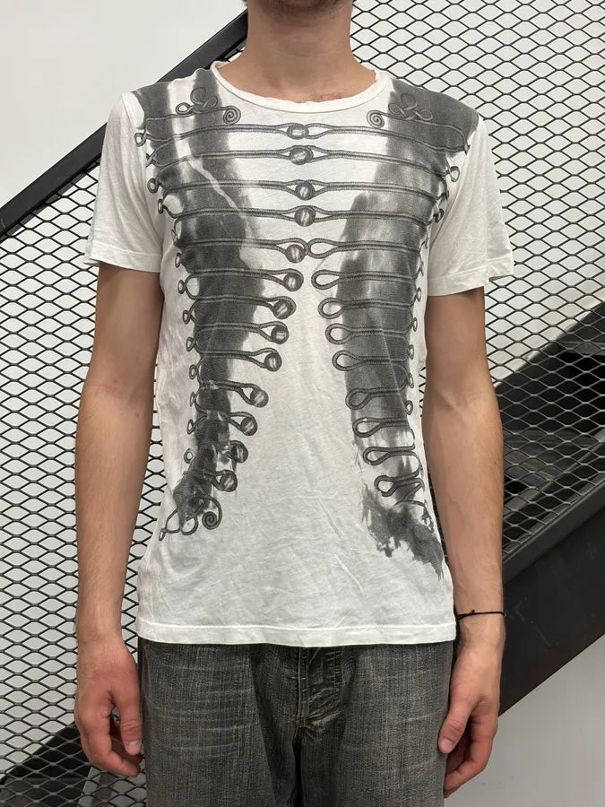 SS2012 Alexander McQueen White Trompe L’Oeil Corset Officer T-Shirt wpupfsJ 1