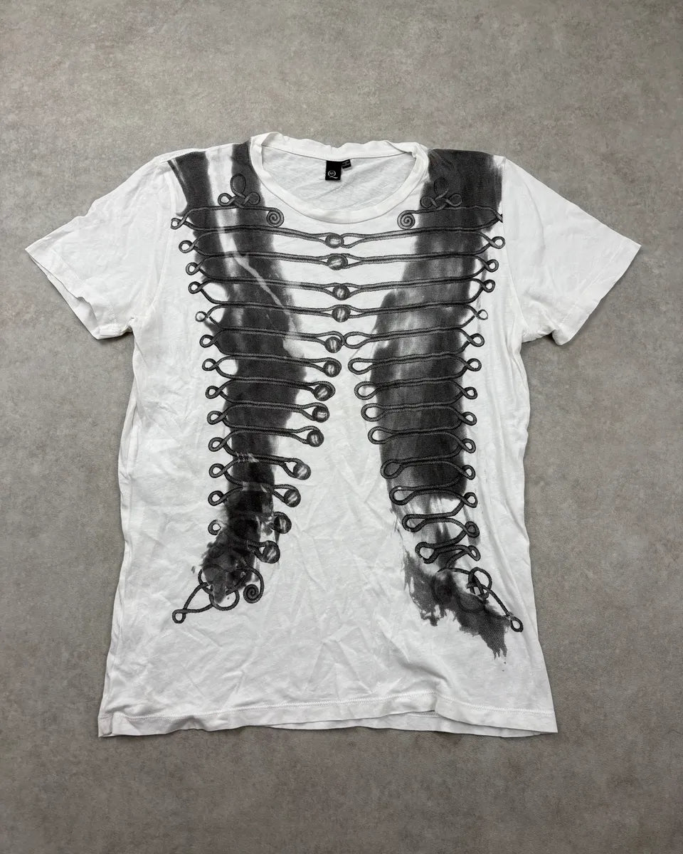 SS2012 Alexander McQueen White Trompe L’Oeil Corset Officer T-Shirt wpupfsJ 0