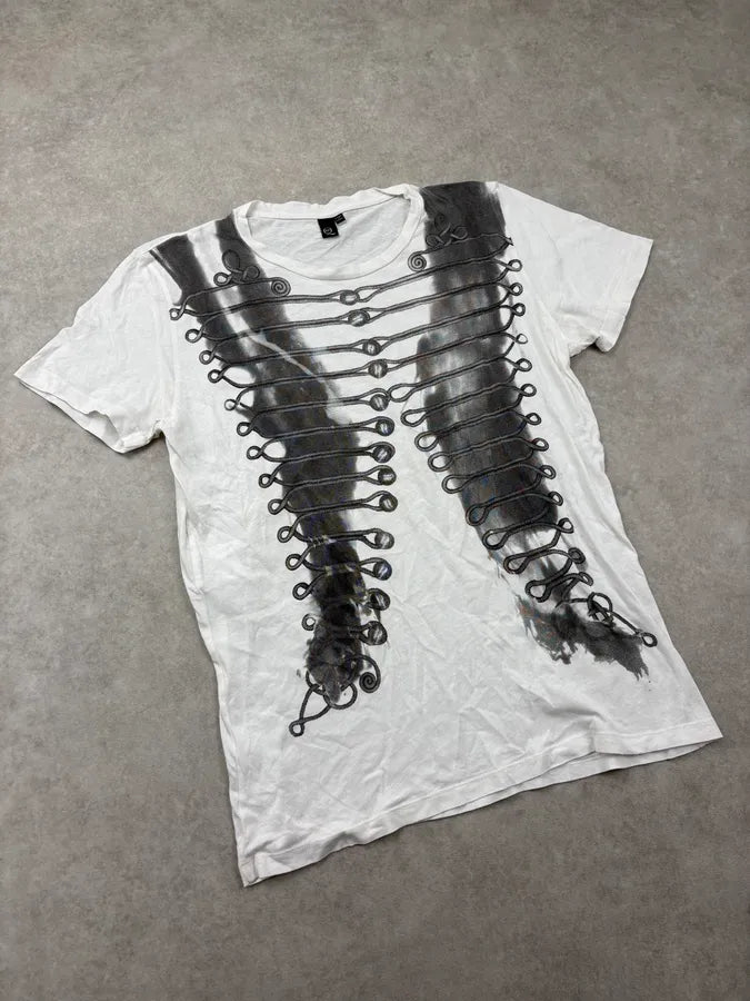 SS2012 Alexander McQueen White Trompe L’Oeil Corset Officer T-Shirt wpupfsJ 3