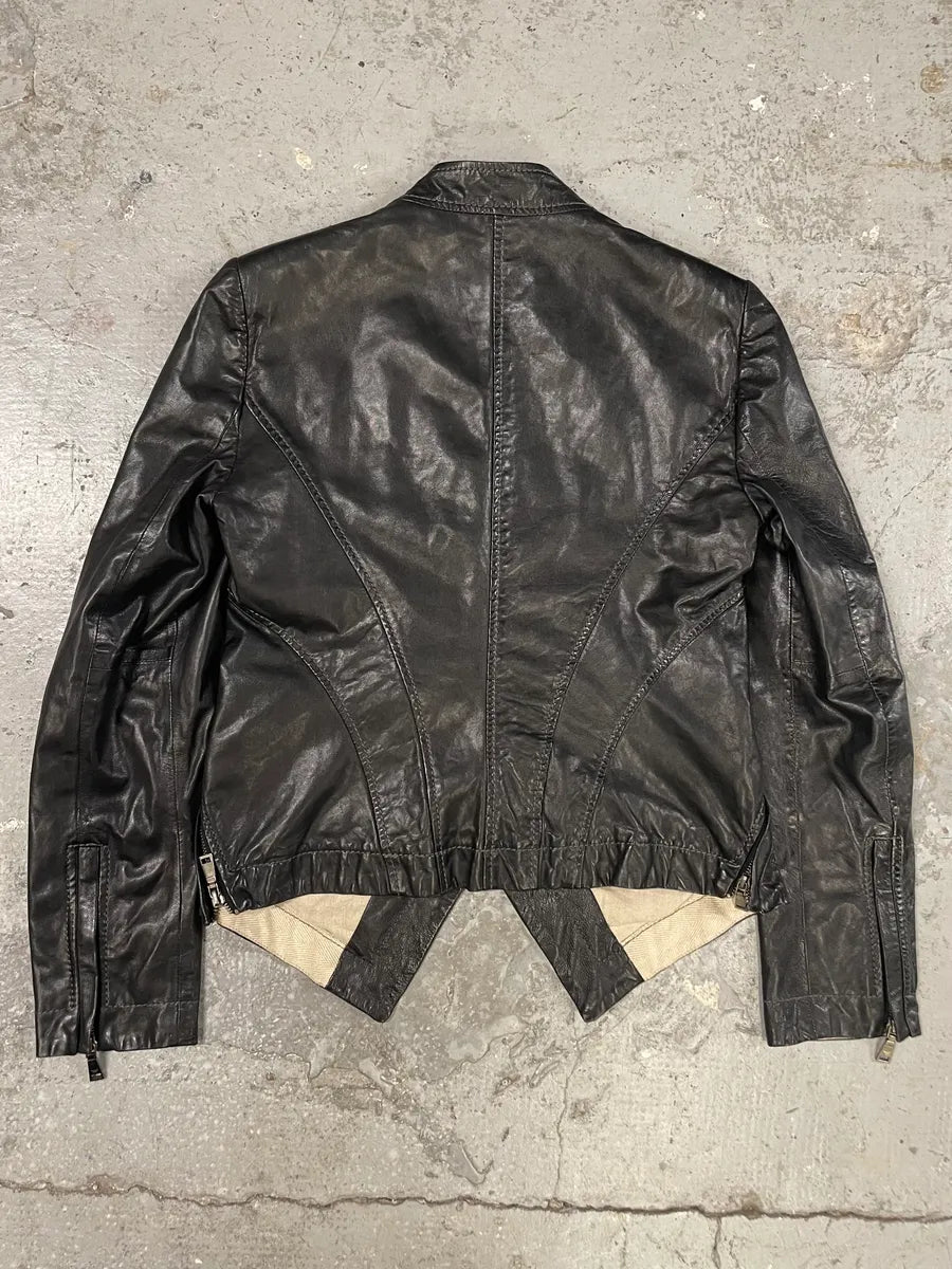 SS2012 Emporio Armani Black Leather Asymmetrical Jacket YffCdRC 3