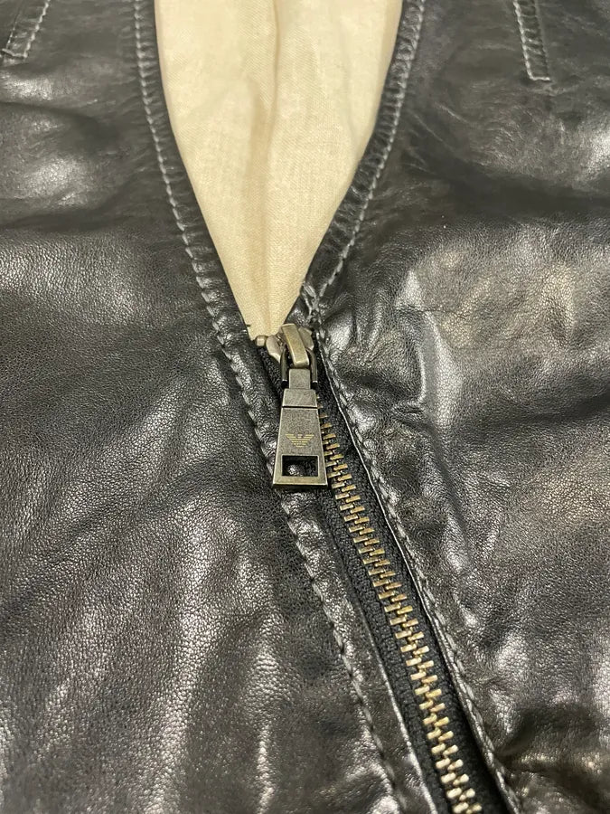 SS2012 Emporio Armani Black Leather Asymmetrical Jacket YffCdRC 6