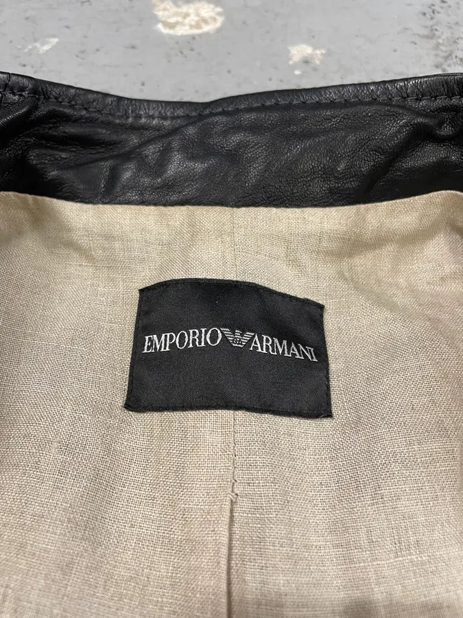 SS2012 Emporio Armani Black Leather Asymmetrical Jacket YffCdRC 8