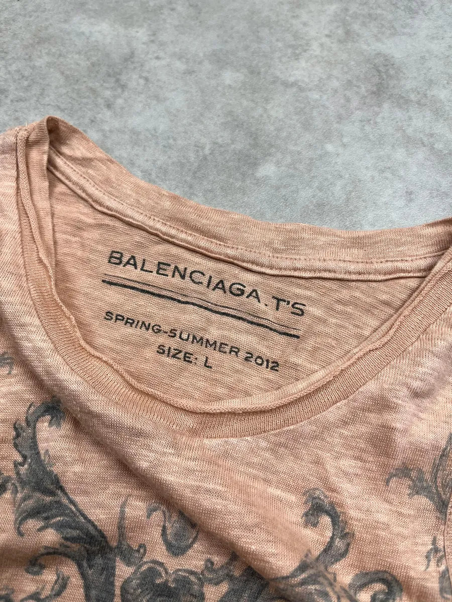 SS2012 Balenciaga Abricot Jersey Ornamental Baroque Top QjlkPrM 7