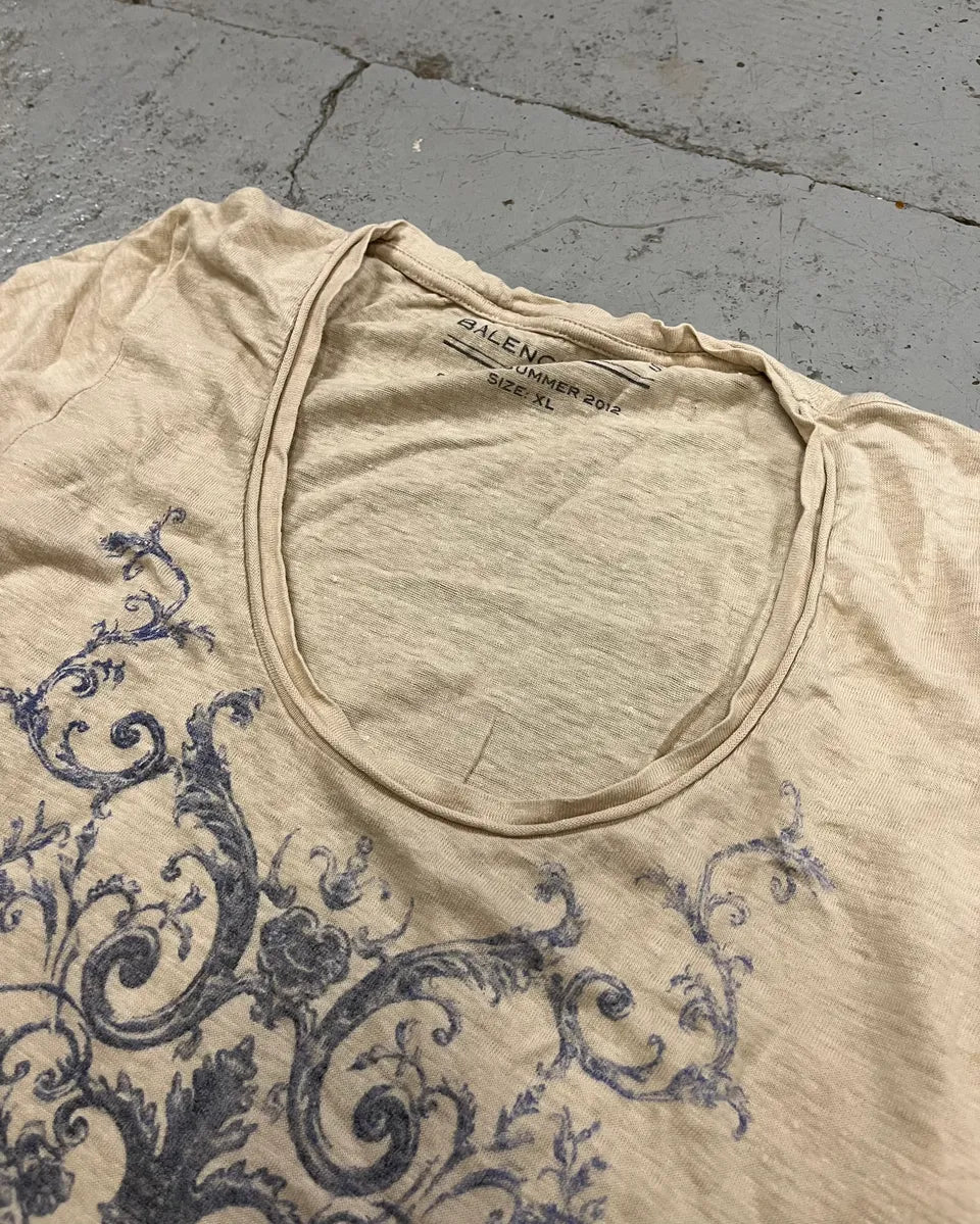 SS2012 Balenciaga Beige Ornamental Embroidered T-Shirt AYTzqmY 4