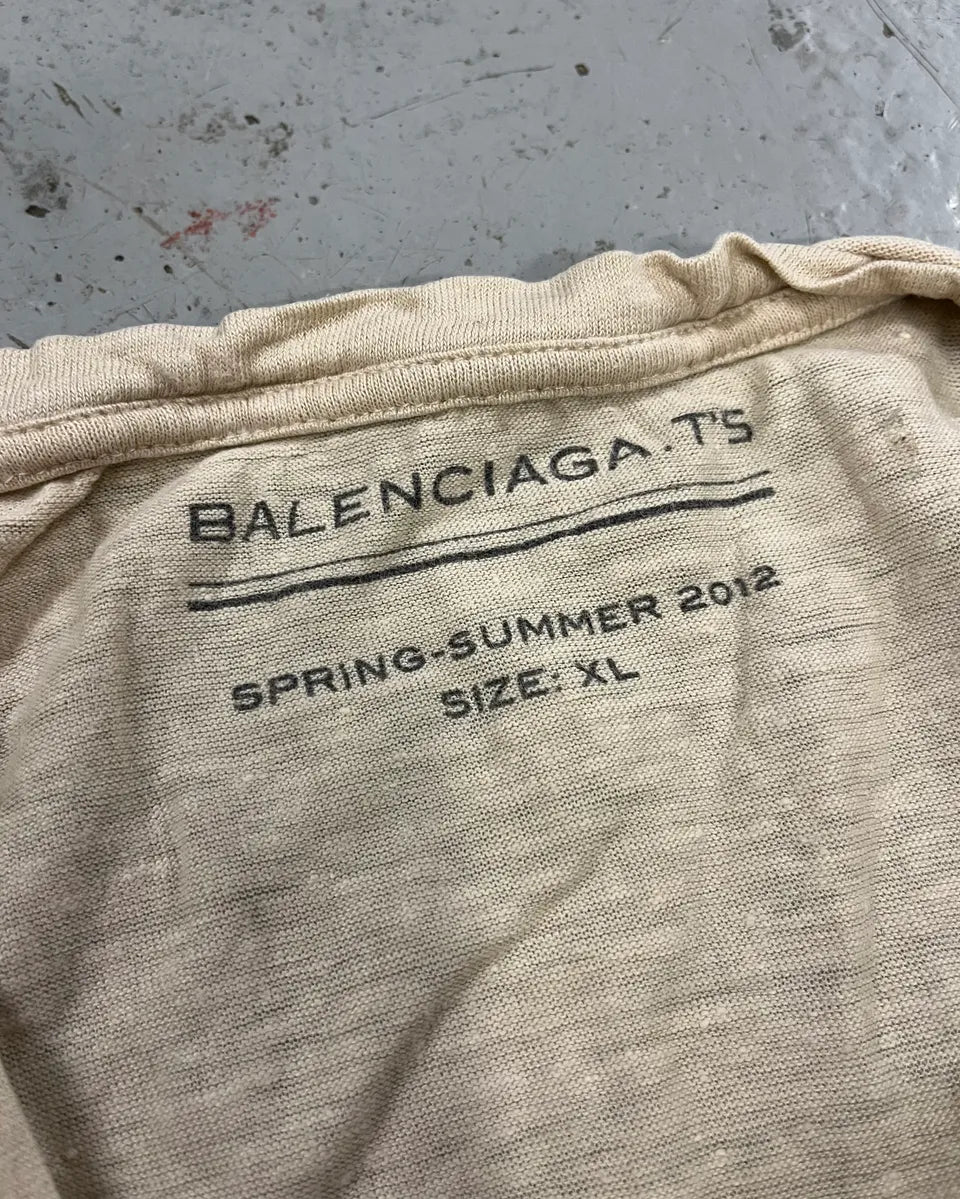 SS2012 Balenciaga Beige Ornamental Embroidered T-Shirt AYTzqmY 7
