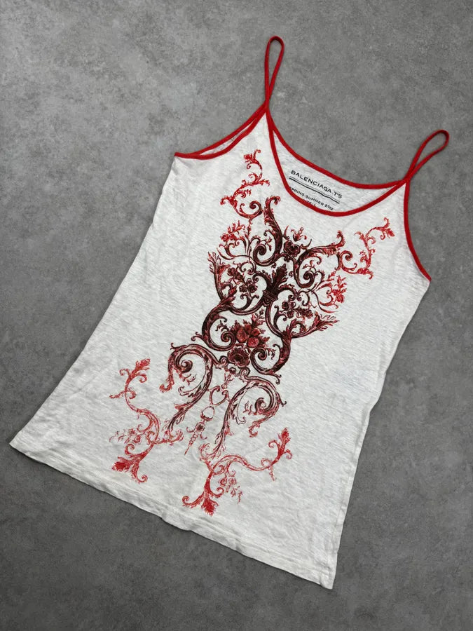 SS2012 Balenciaga White Floral Ornaments Top AsPXkOT 3