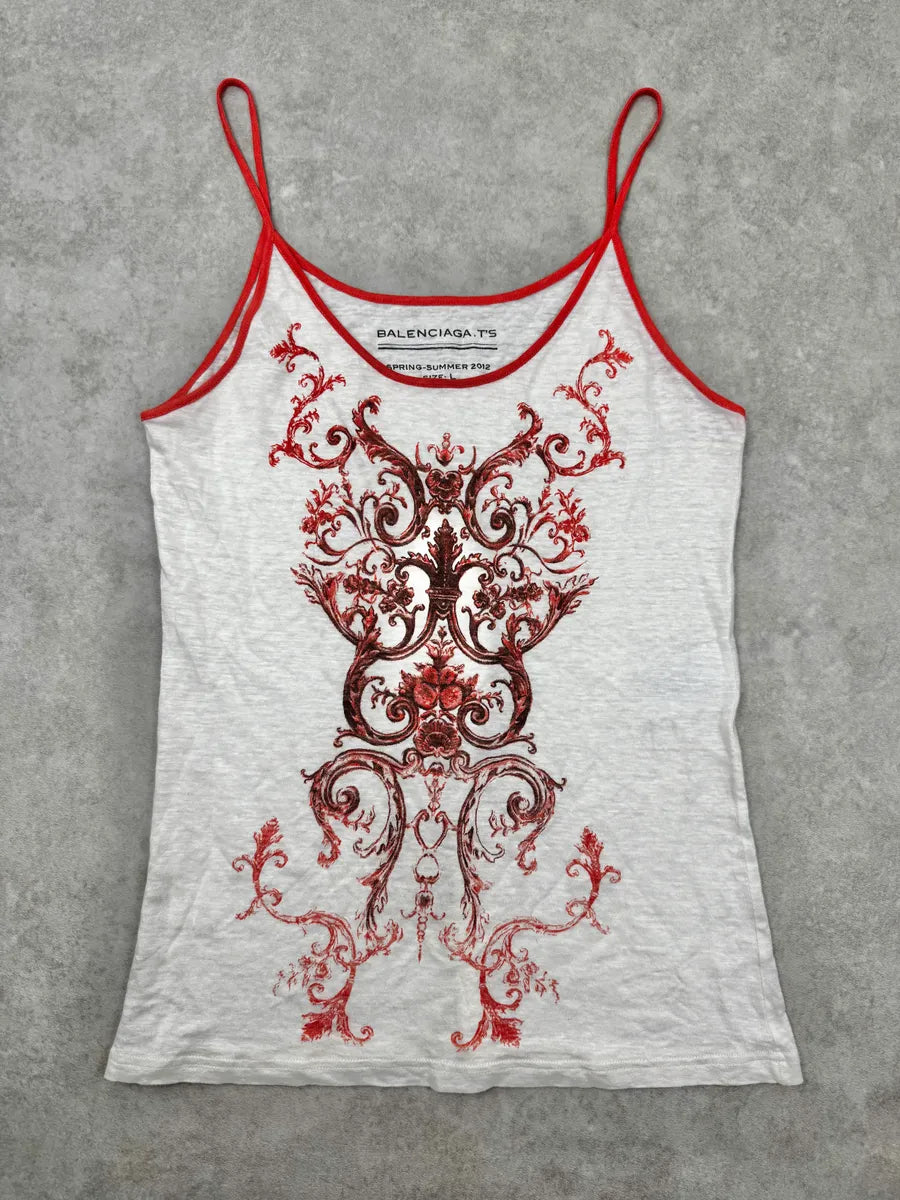 SS2012 Balenciaga White Floral Ornaments Top AsPXkOT 1
