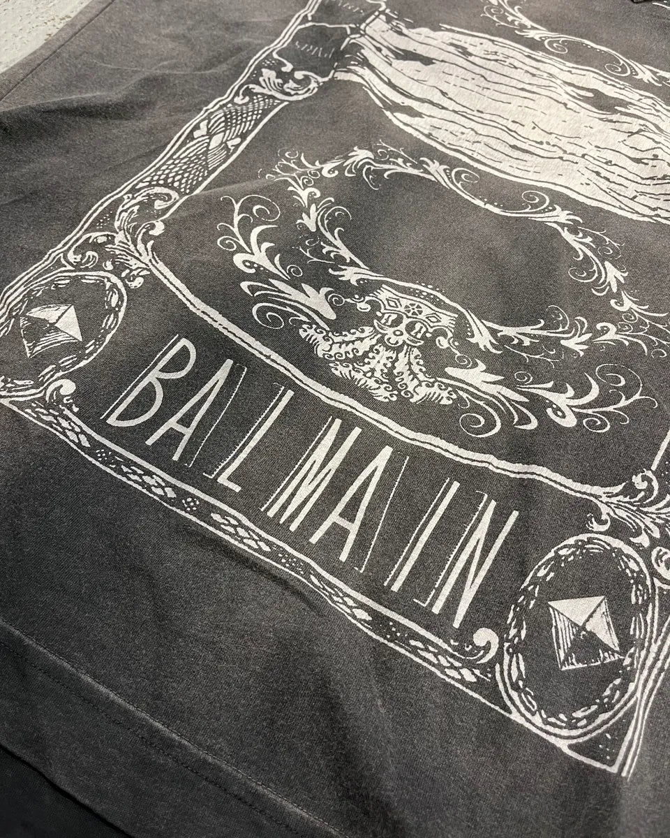 SS2012 Balmain Ornamental Print V-Neck Faded Grey T-Shirt scgxHdf 6