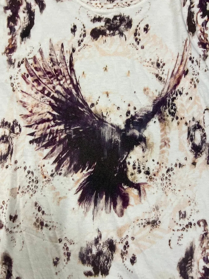 SS2012 Balmain White & Bordeaux Eagle T-Shirt mmWfQnm 5