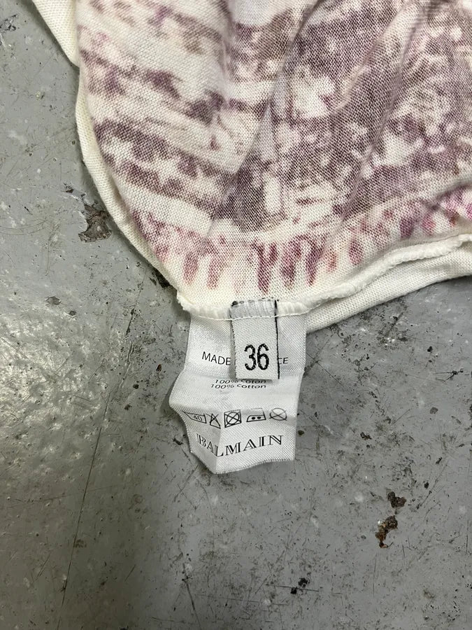 SS2012 Balmain White & Bordeaux Eagle T-Shirt mmWfQnm 7