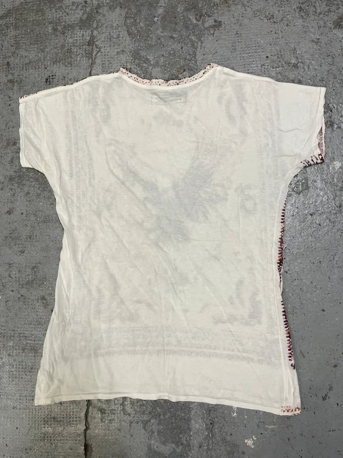 SS2012 Balmain White & Bordeaux Eagle T-Shirt mmWfQnm 4