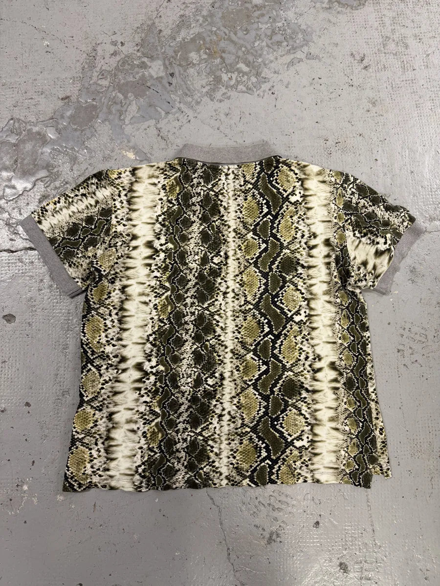 SS2012 Cavalli Snakeskin Effect Green & Grey Polo Shirt lZoxgOu 1