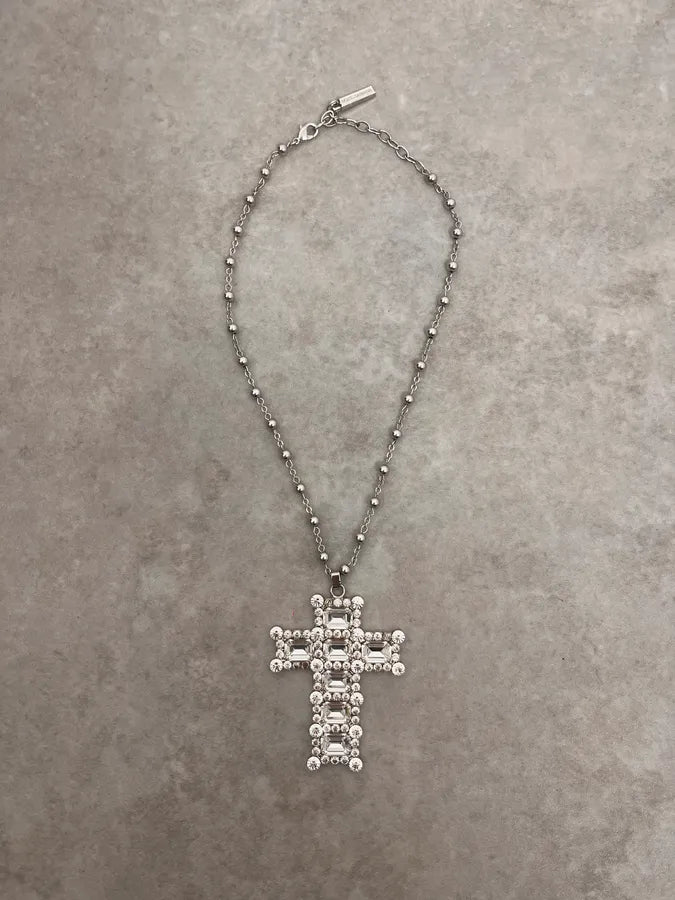 SS2012 Dolce & Gabbana Cristal Sliver Cross Necklace BTjxBll 0