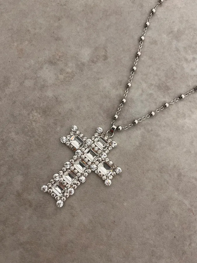 SS2012 Dolce & Gabbana Cristal Sliver Cross Necklace BTjxBll 2