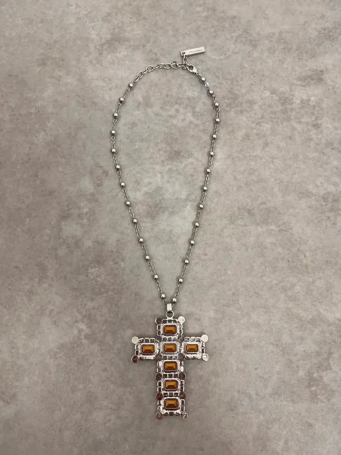 SS2012 Dolce & Gabbana Cristal Sliver Cross Necklace BTjxBll 4