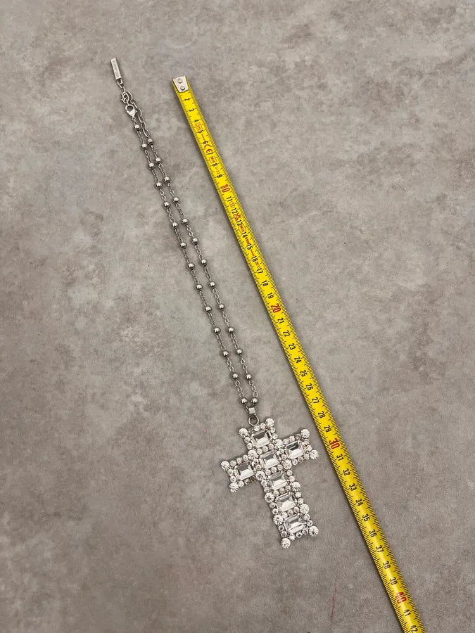 SS2012 Dolce & Gabbana Cristal Sliver Cross Necklace BTjxBll 7