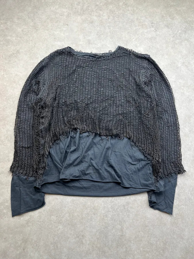 SS2012 Dolce & Gabbana Web Mesh Navy & Black Longsleeve qLxusTK 0