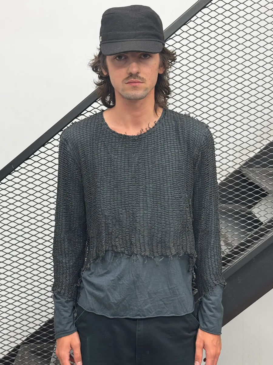 SS2012 Dolce & Gabbana Web Mesh Navy & Black Longsleeve qLxusTK 1