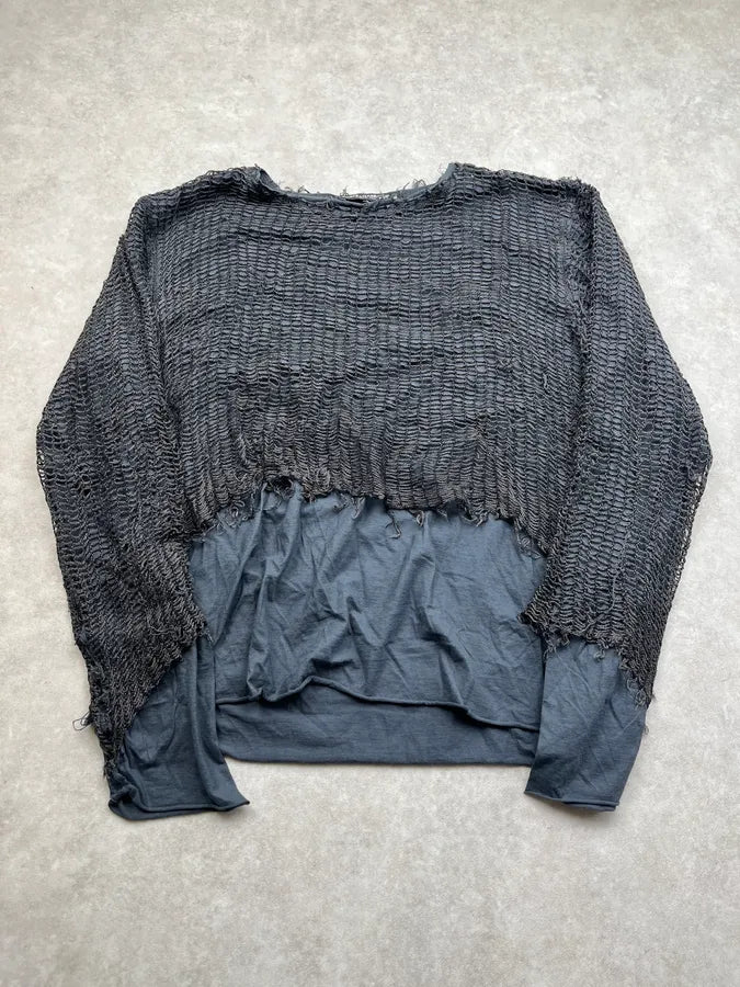 SS2012 Dolce & Gabbana Web Mesh Navy & Black Longsleeve qLxusTK 3