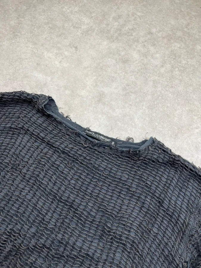 SS2012 Dolce & Gabbana Web Mesh Navy & Black Longsleeve qLxusTK 4