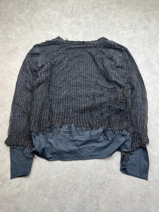SS2012 Dolce & Gabbana Web Mesh Navy & Black Longsleeve qLxusTK 6