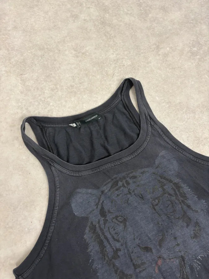 SS2012 Dsquared2 Black Faded Tiger Tank Top EwbDwFq 4