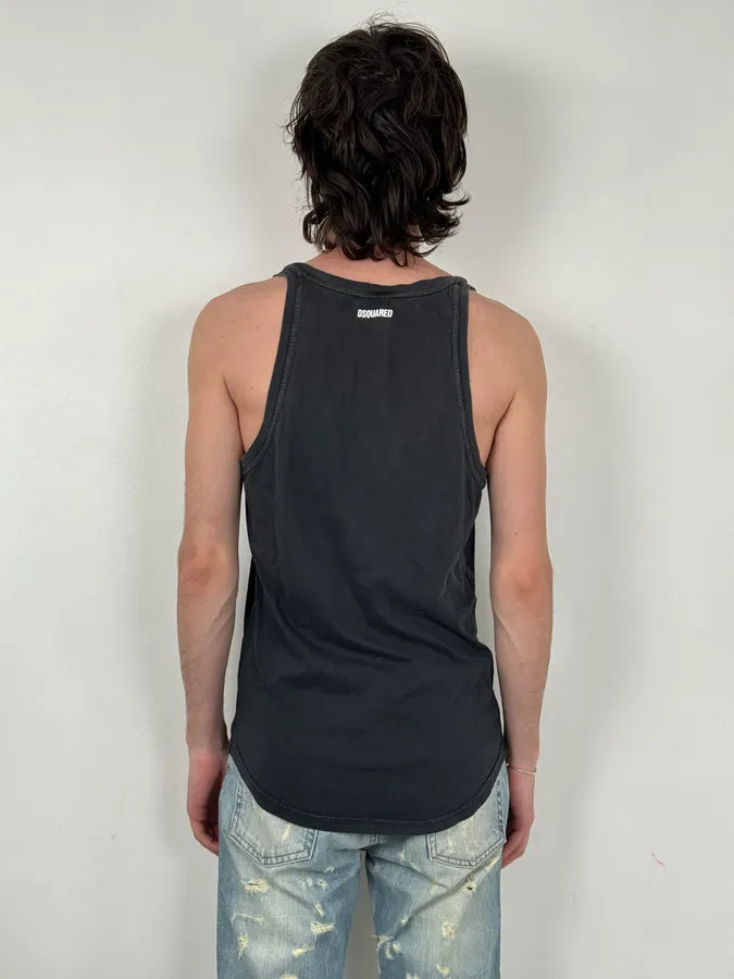 SS2012 Dsquared2 Black Faded Tiger Tank Top EwbDwFq 2