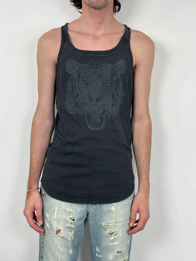 SS2012 Dsquared2 Black Faded Tiger Tank Top EwbDwFq 1