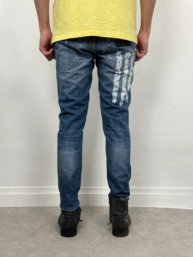 SS2012 Dsquared2 Blue USA Flag Print Blue Denim Jeans BlNFbeX 3