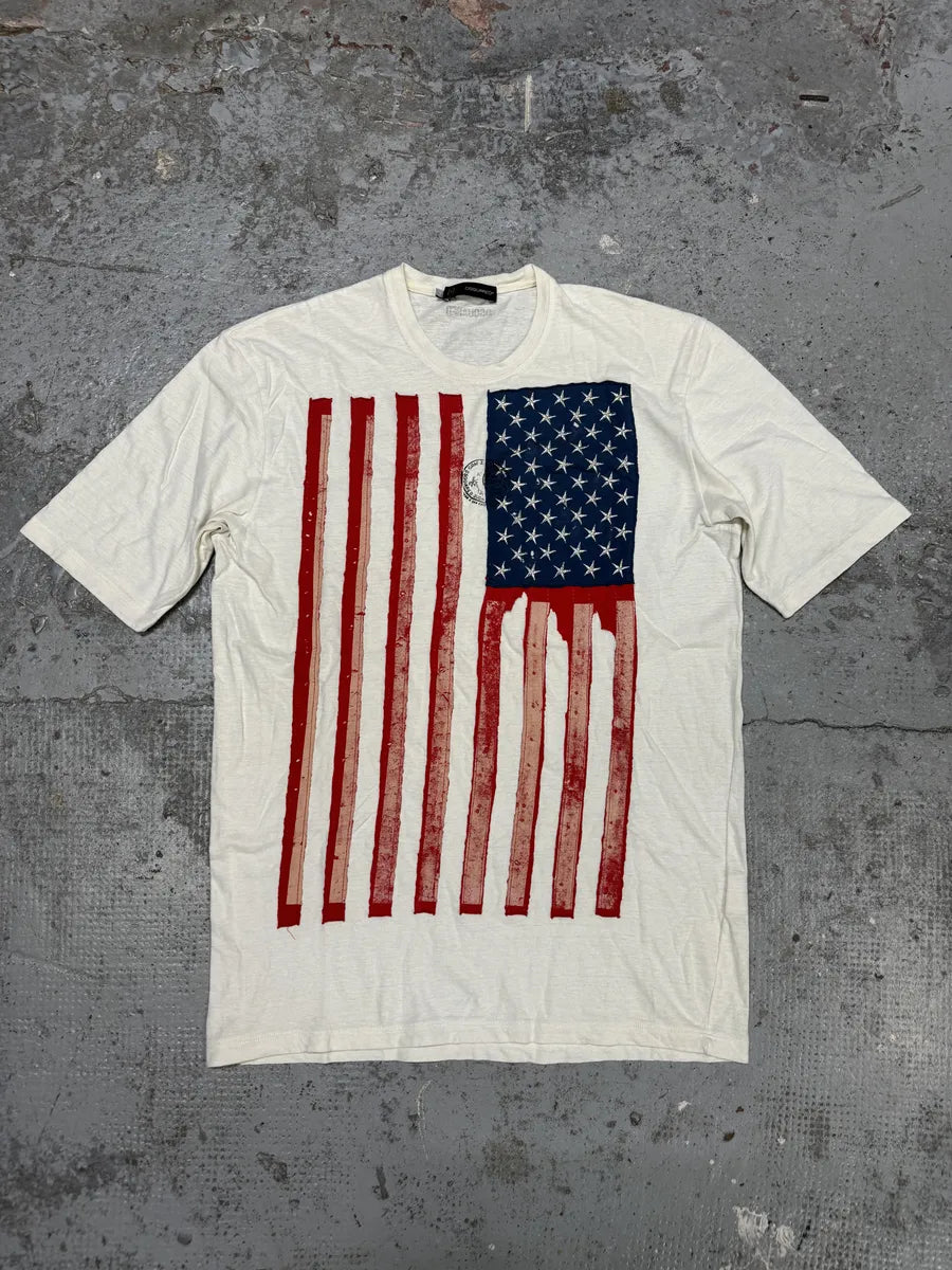 SS2012 Dsquared2 USA Flag White T-Shirt aHqSHBY 0