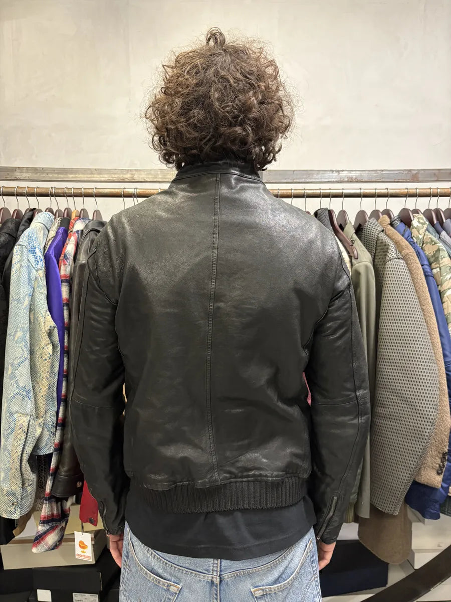 SS2012 Emporio Armani Black Biker Leather Jacket nwtFlgf 3