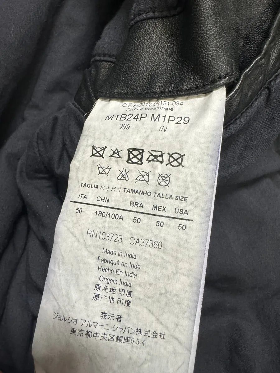 SS2012 Emporio Armani Black Biker Leather Jacket nwtFlgf 6