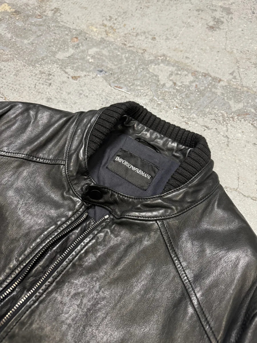 SS2012 Emporio Armani Black Biker Leather Jacket nwtFlgf 9
