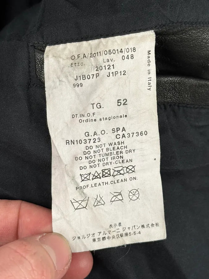 SS2012 Emporio Armani Black Biker Leather Jacket zSvAuDQ 10