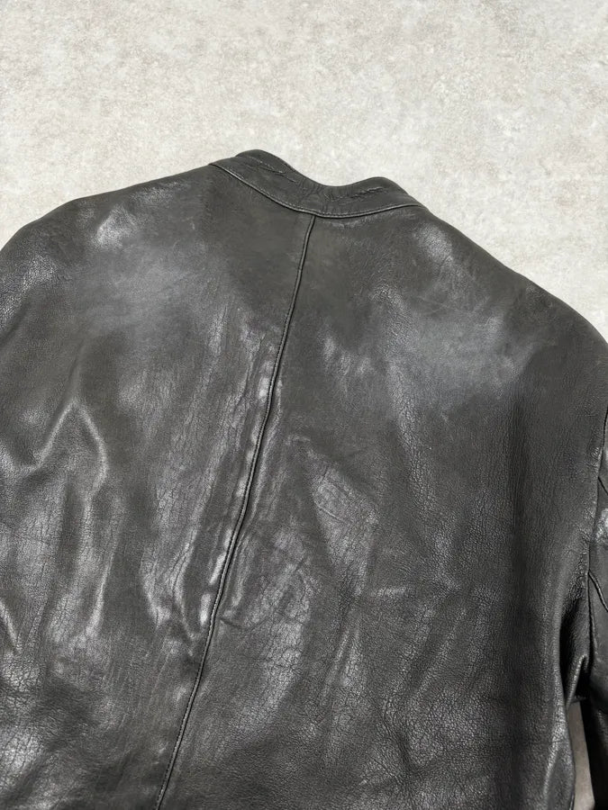 SS2012 Emporio Armani Black Biker Leather Jacket zSvAuDQ 6