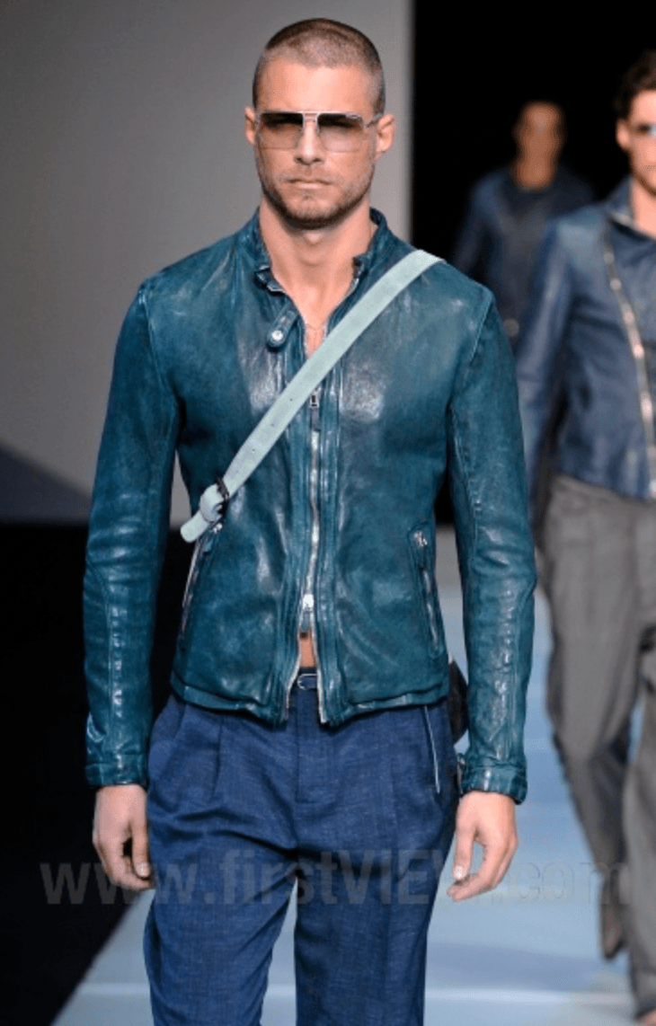 SS2012 Emporio Armani Black Leather Biker Jacket WceEdpD 1